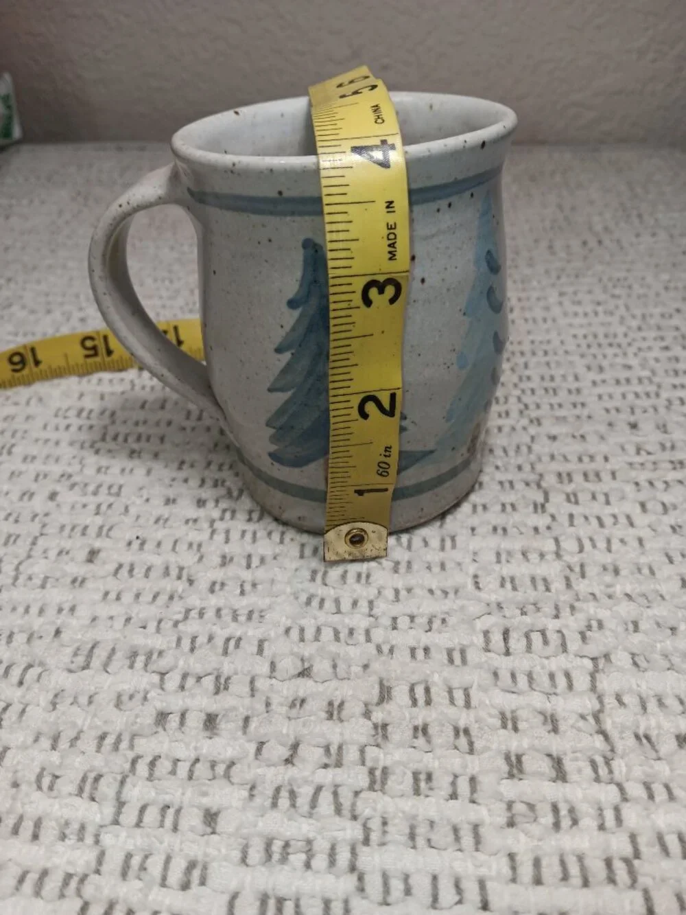 JB Pottery Vintage Studio Art Double Pine Tree Stoneware Coffee Mug Cup